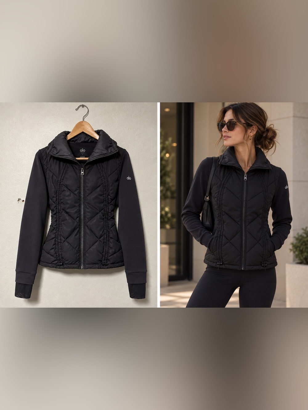 Alo Yoga Cool Breaker Jacket Women's Full Zip Size Large Black Washed